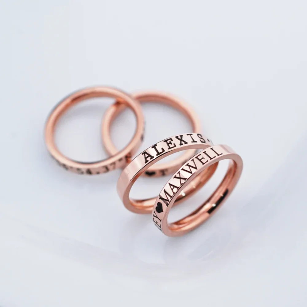 

Rose Gold Name Stacking Ring, Engraved Name Ring, Personalized Name Ring, Mother's Day Gift for Mom, Personalized Jewelry