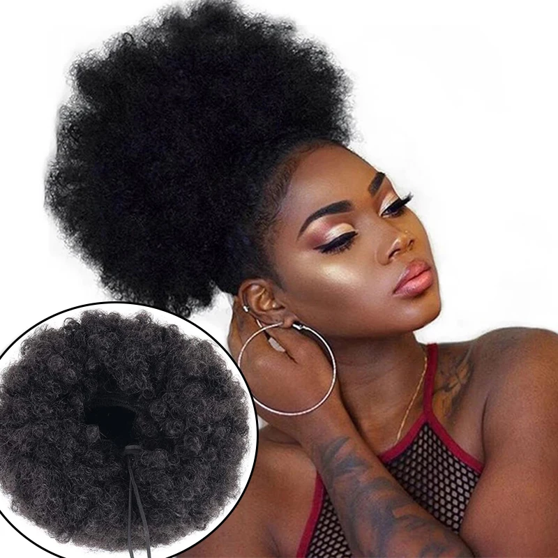 XG Synthetic Afro Hair Bun For Women Hairpiece hair Puff Chignon Hair Extensions Horse Tail Drawstring Elastic Curly Ponytail