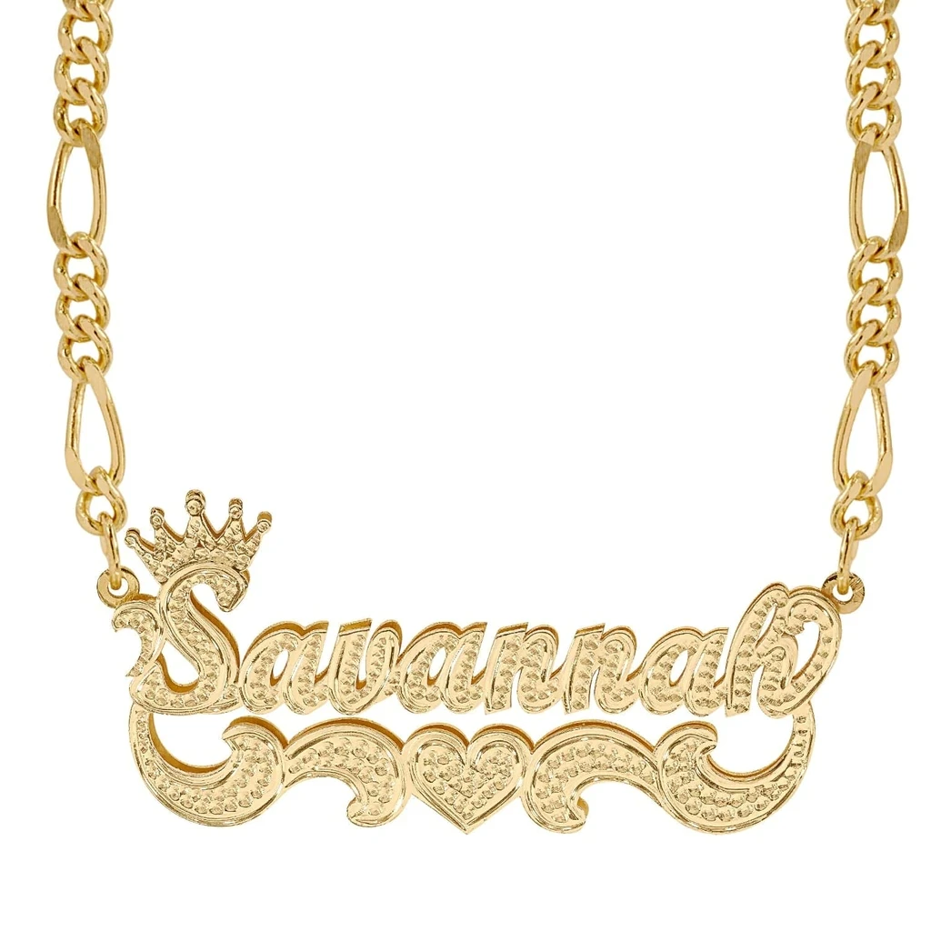 

Double Plated Crown Necklace Double Layer Two Tone Name Pendant Charm Stainless Steel Gold Jewelry Gift For Women