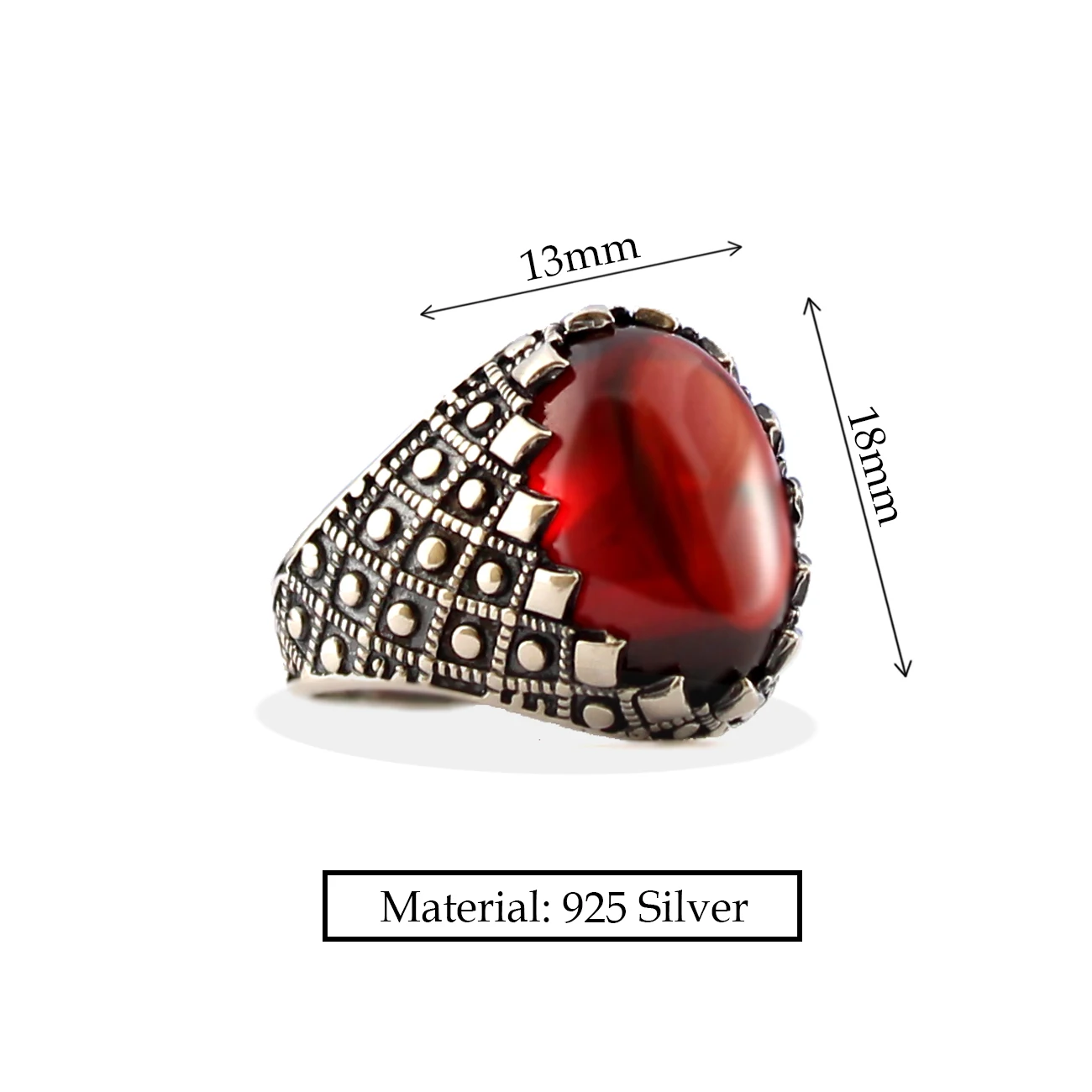 Pukka Real 925 Sterling Silver Natural Stone Ring For Men Women High quality Jewelry Fashion Vintage Handmade Gift Agate Onyx Zircon Punk Retro