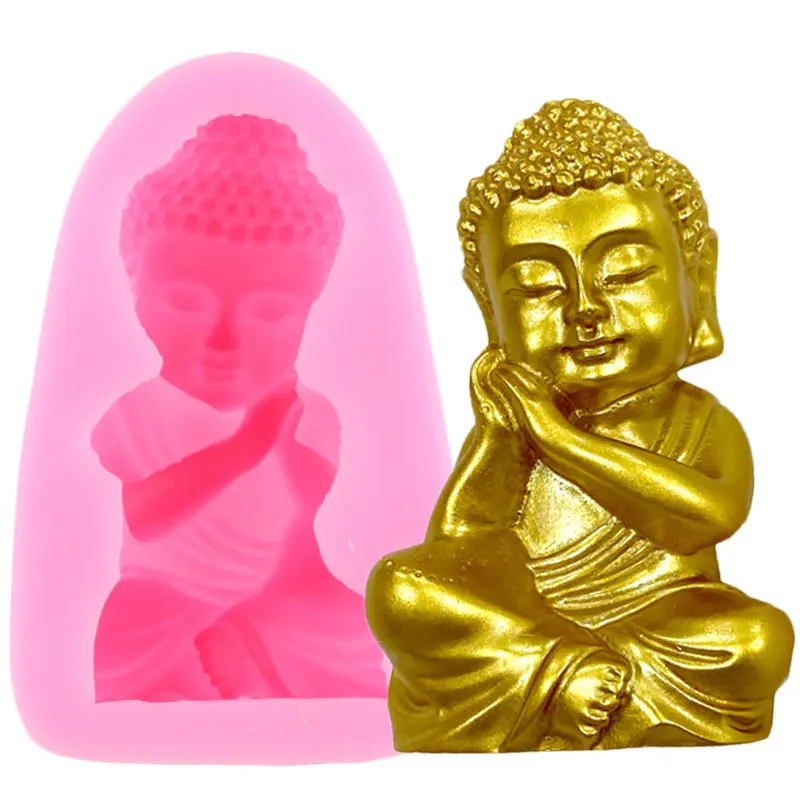 3D Maitreya Buddha Statue Candle Silicone Mold Resin Epoxy Decoration Chocolate Fondant Mould Wax Gypsum Crafts Making Moulds