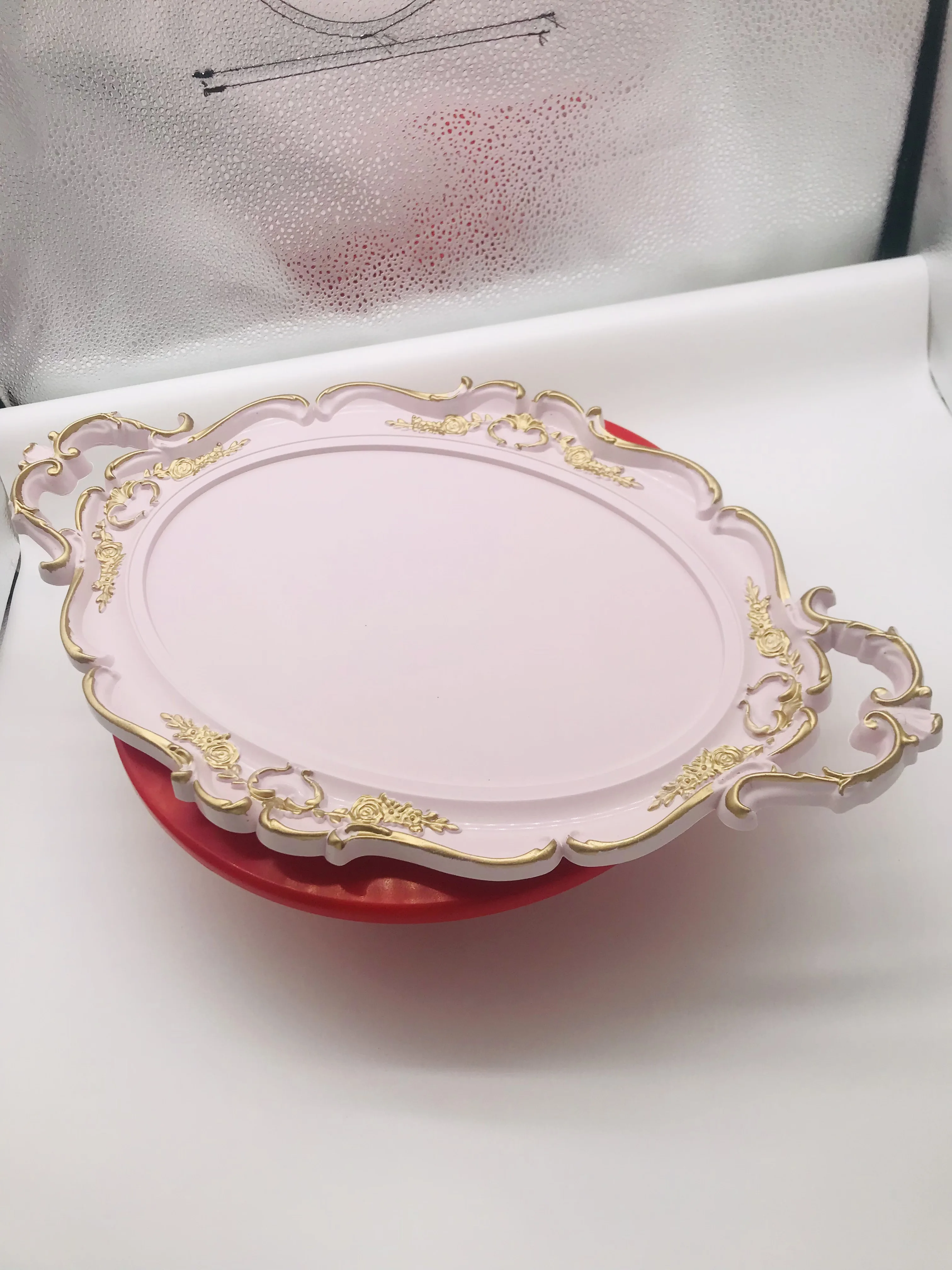 DOLBOVI Luxury and Stylish design tray Powder Pink Color Wonderful and British Design handmade Plastic