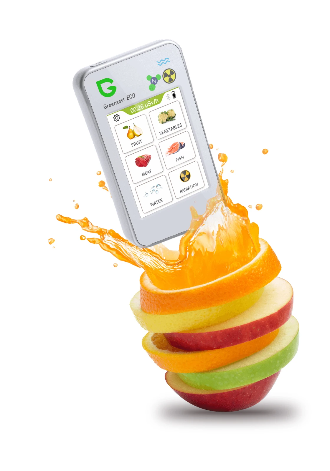 Imagem -02 - Atualizado Casa Cozinha Nitrato Tester Detector de Radiação Tds Água com Função Bluetooth e Tela Capacitiva Greentest-eco6