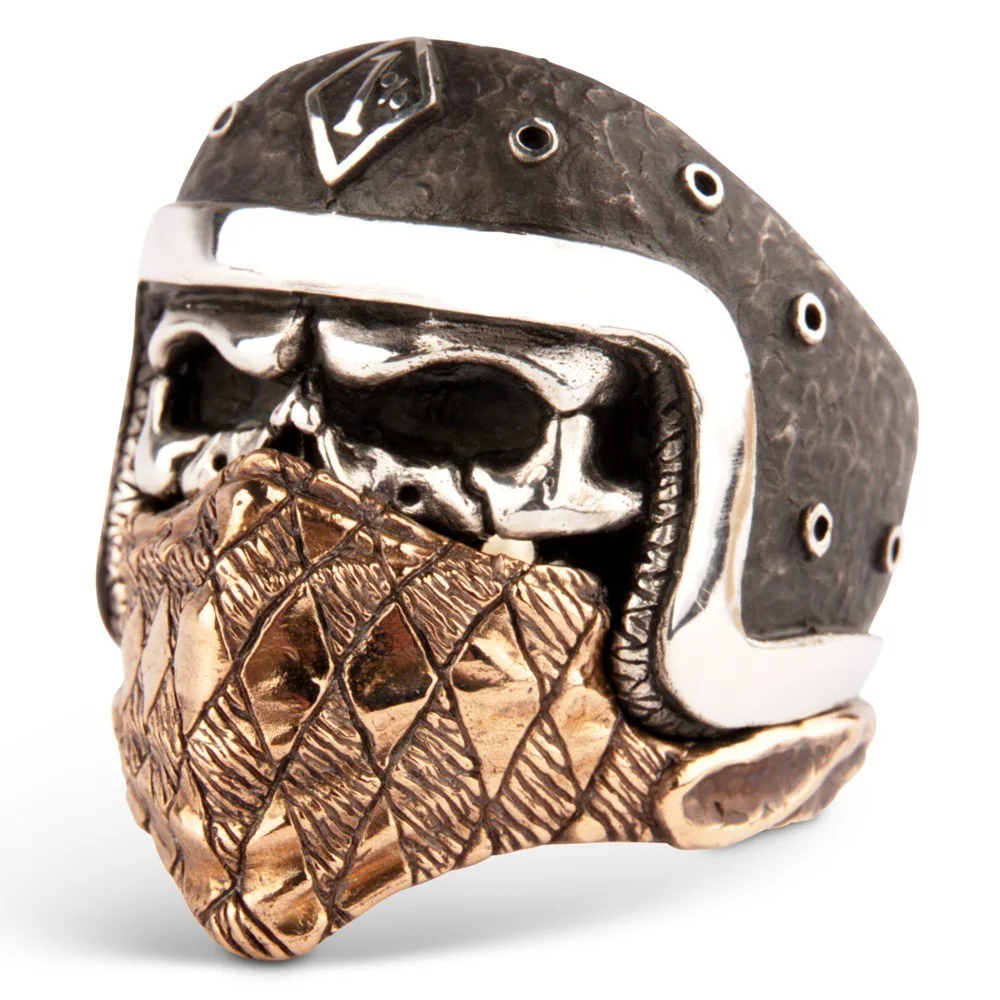 Hot Vintage Masked Skull Helmet Rings For Men Super Cool Gothic Punk Rock Mortorcycle Biker Party anello da uomo regalo gioielli maschili