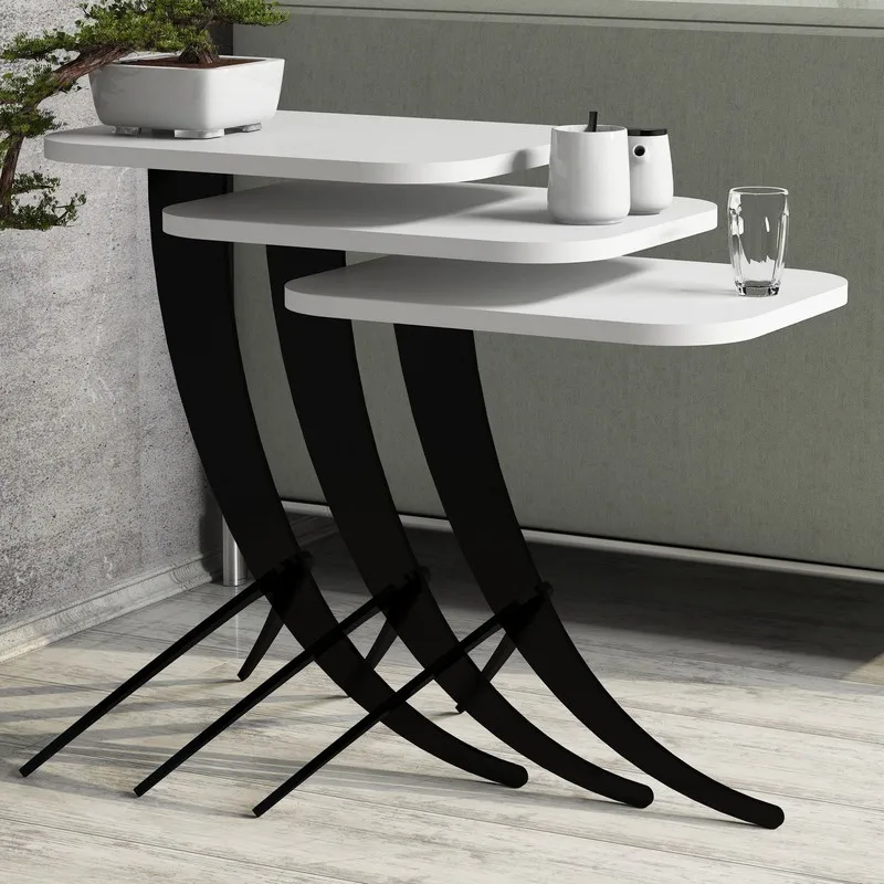 Variant Pion Metal Leg 3 PCS Coffee Table Metal Leg of Triple Service Table Nesting Table 3-Piece Set 3 side table Coffee table