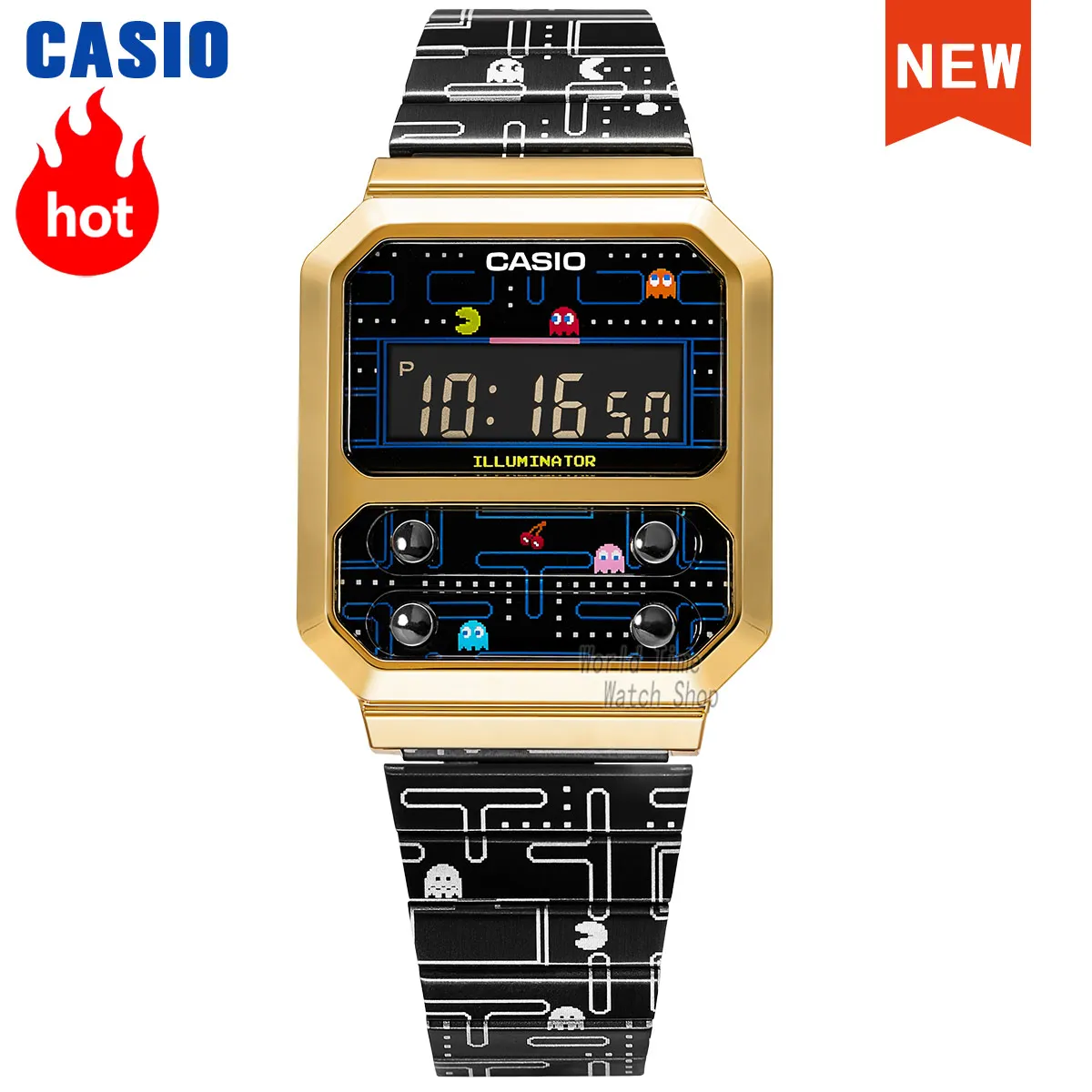 Casio watch wrist watch men top brand luxury Vintage and BANDAI NAMCO Entertainment Inc. joint collaboration Pac-Man A100WEPC1B