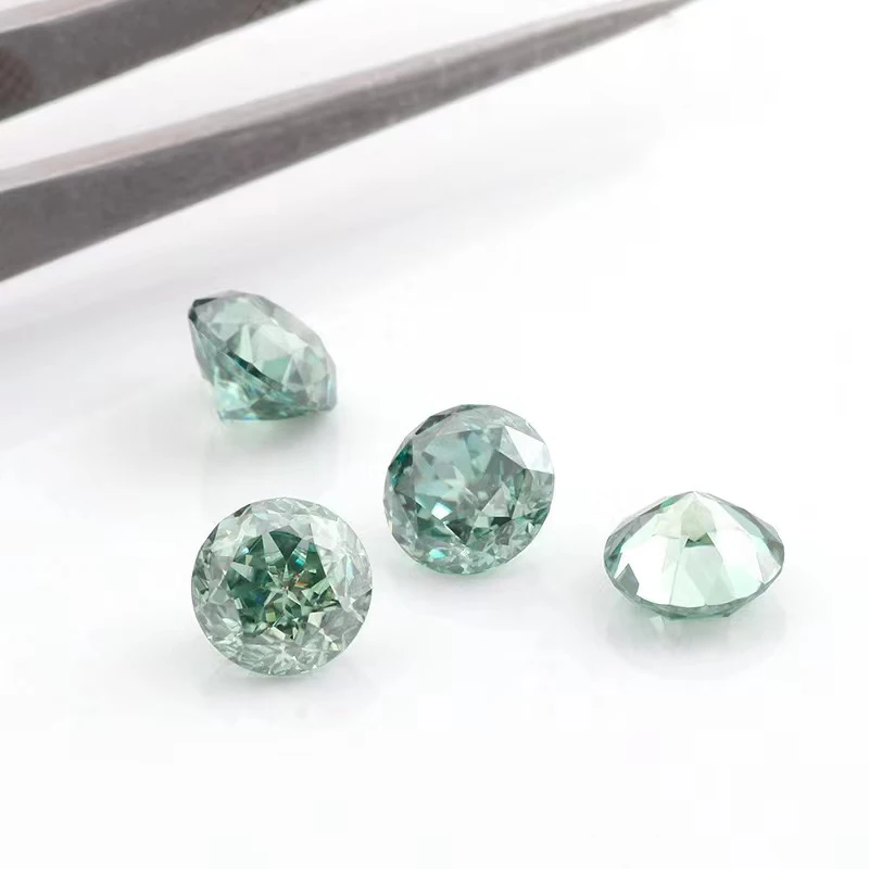 Blue Green Color Jubilee Cut Round Moissanite Loose Stones 0.4-4ct Certificated Lab Grown Moissanite Gemstone for Diy Jewelry