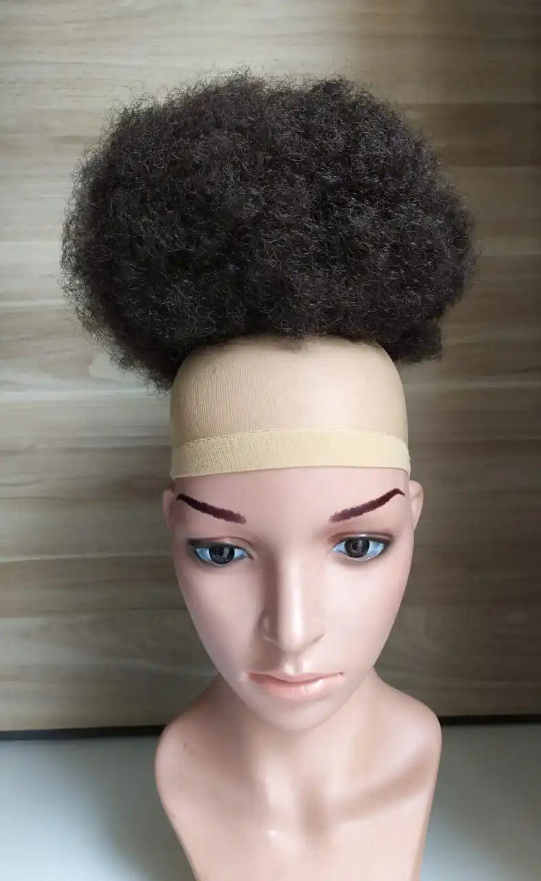 Afro Curly Puff Hair Coque For Black Power Hairstyle Finalization