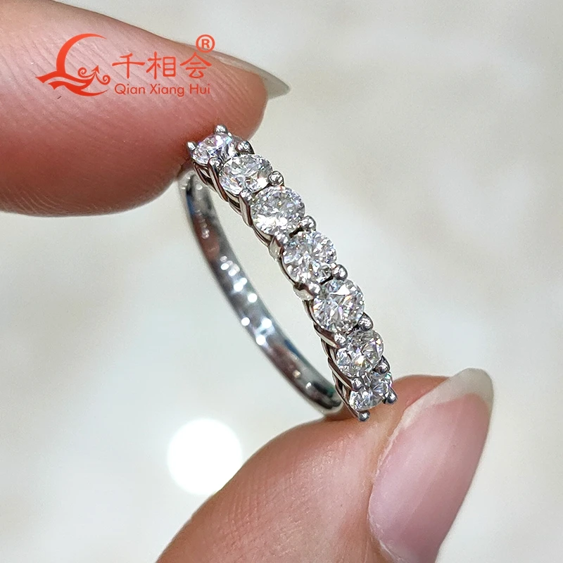 Imagem -04 - Sterling Silver Half Eternity Band d Vvs Cor Moissanite Anel de Casamento Anéis de Noivado Jóias 3.5 mm 0.2ct Sete Pedras 925