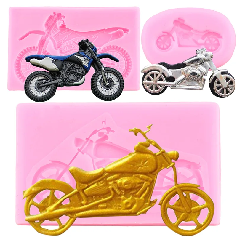 3D Motorcycle Silicone Mold Locomotive Cupcake Fondant Molds DIY Party Cake Decorating Tools Candy Clay Chocolate Gumpaste Mould