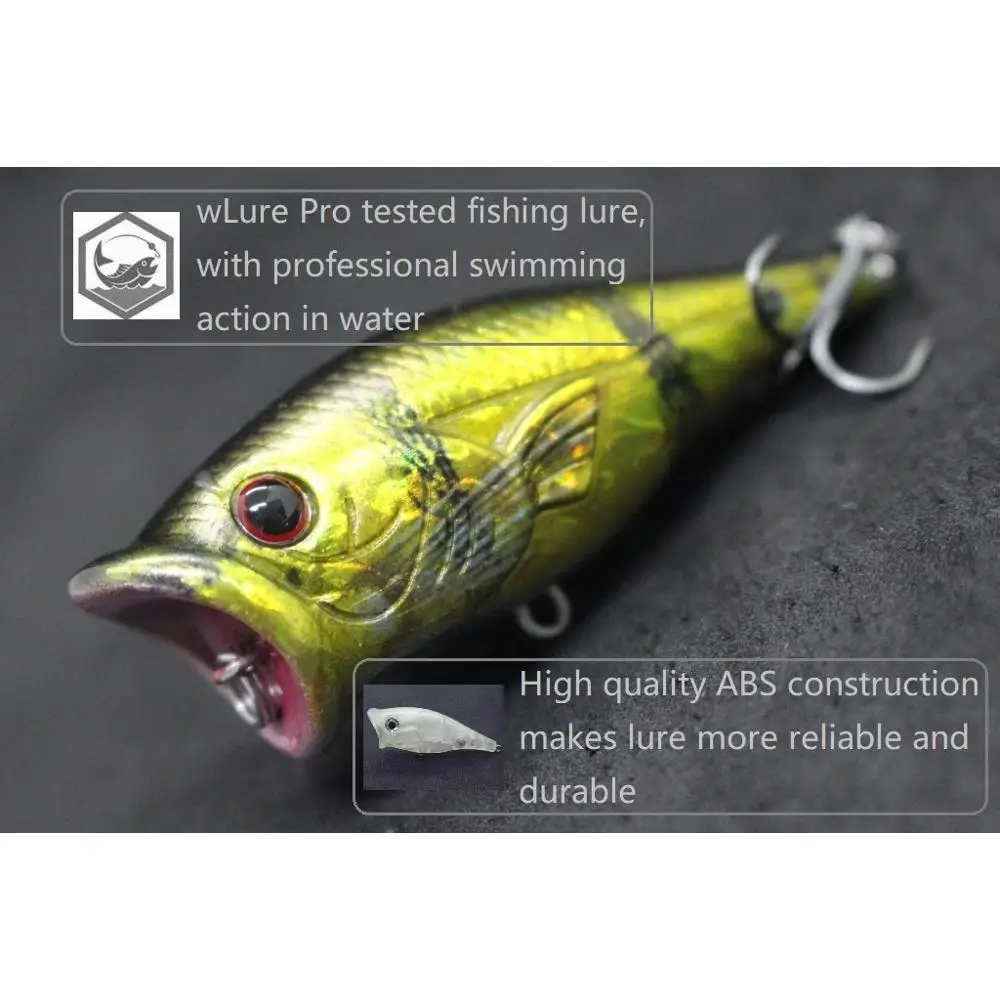 wLure Walking Popper Fishing Lures 6cm 10.5g Zigzag Water Splash Fresh Water Bass Lure Lifelike Colors HT626