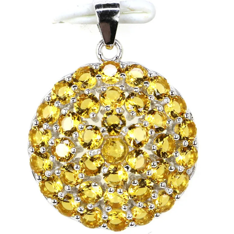 27x25mm Jazaz 2.8g Deluxe Created Pink Tourmaline Golden Citrine Women Wedding Real 925 Solid Sterling Silver Pendant