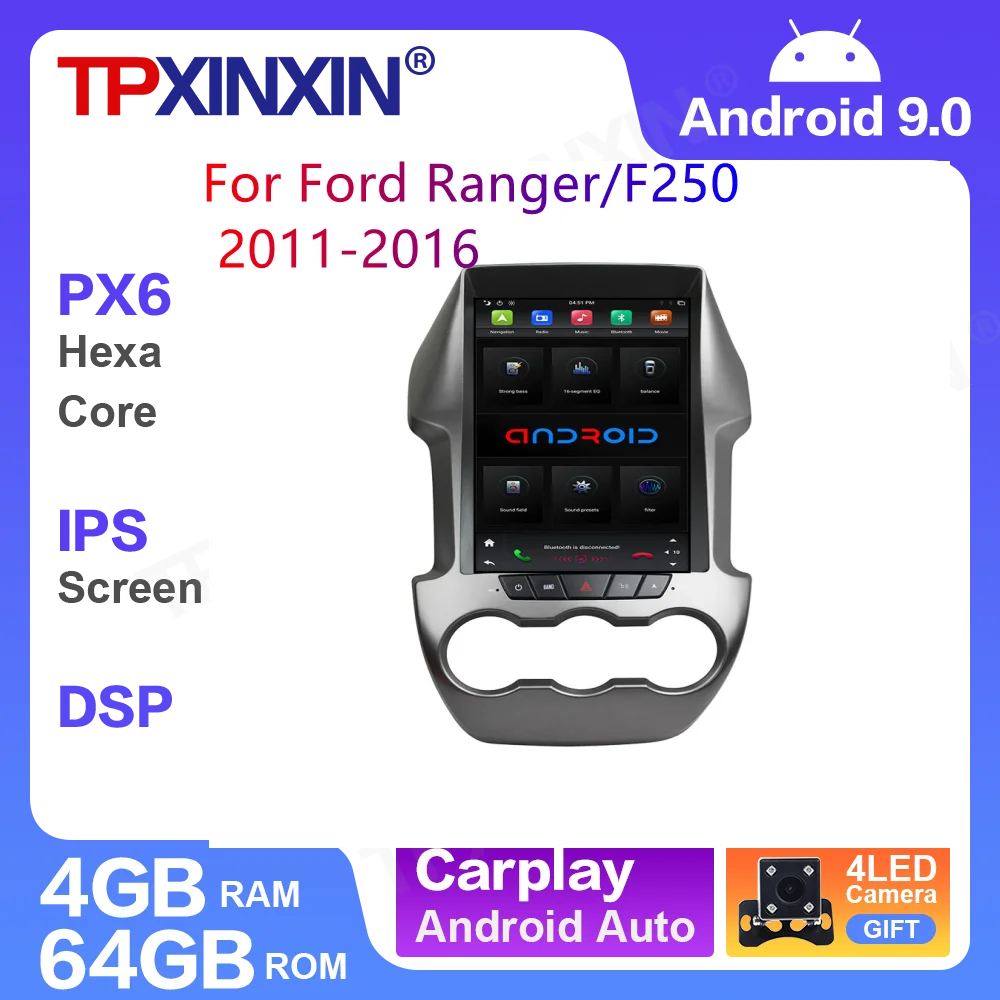 

Car GPS Navigation For Ford Ranger/F250 2011 - 2016 12.1" Vertical Screen Tesla Style Android 10.0 voice control Car Auto Radio