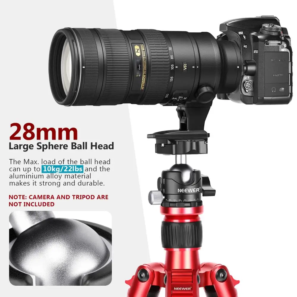 Imagem -04 - Neewer-professional Low-profile Tripé Ball Head 360 Graus Giratório Panorâmico Botões de Bloqueio qr Plate Nível de Bolha