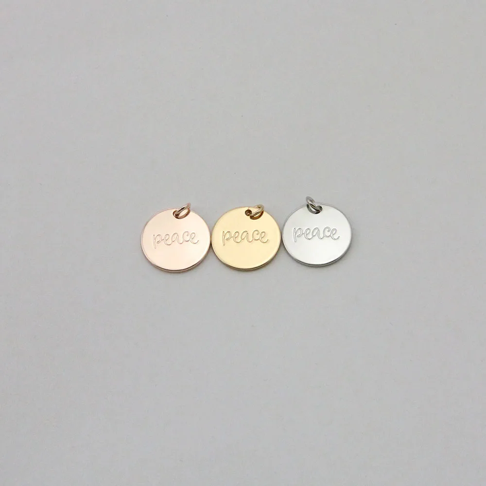 

Unisex Simple Design Disc Peace Engraved Pendant Custom Necklace Jewelry Accessories