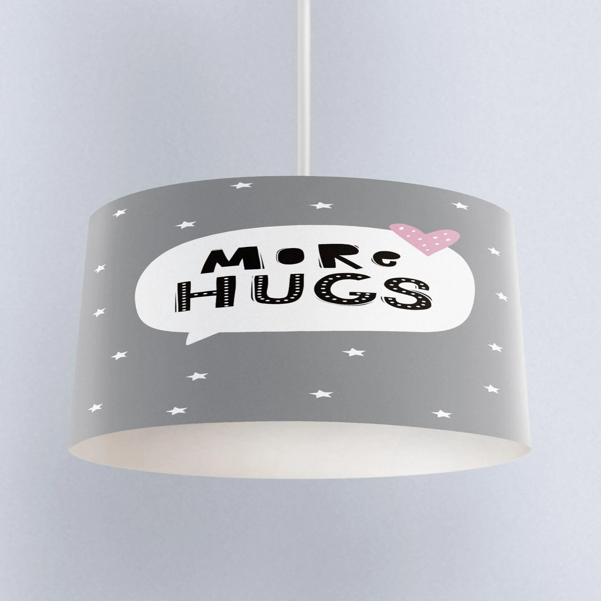 

Else Gray White Stars More Hugs Scandinavian Print Fabric Kids Chandelier Lamp Drum Lampshade Floor Ceiling Pendant Light Shade