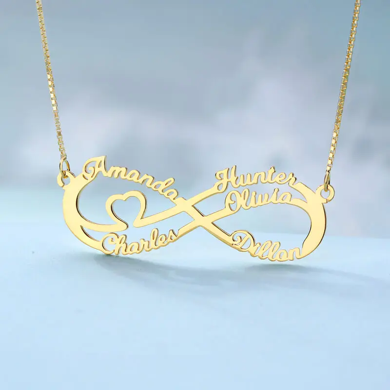 UONNEY Dropshipping Customized Infinity Heart Name Necklace Stainless Steel Boho Pendant Jewelry for Mother's Day Women Gift