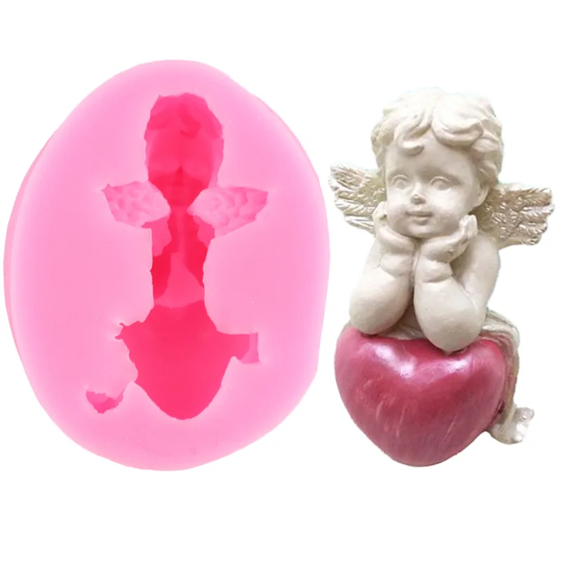 3D Heart Angel Baby Wings Silicone Mold Cupcake Topper Fondant Molds DIY Wedding Cake Decorating Tools Chocolate Gumpaste Moulds