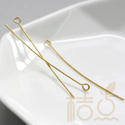 DIY Supply-100 Pieces Raw Brass Finding Eye Pin - Brass Base - 50x0.7mm (3567C-V-21)