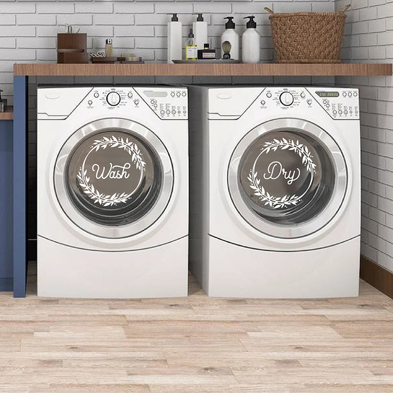 Wash Dry Sign Quotes Vinyl Decals Laundry Room Decor Washing Machines Door Decoration Vinyl Sticker Laundry Art