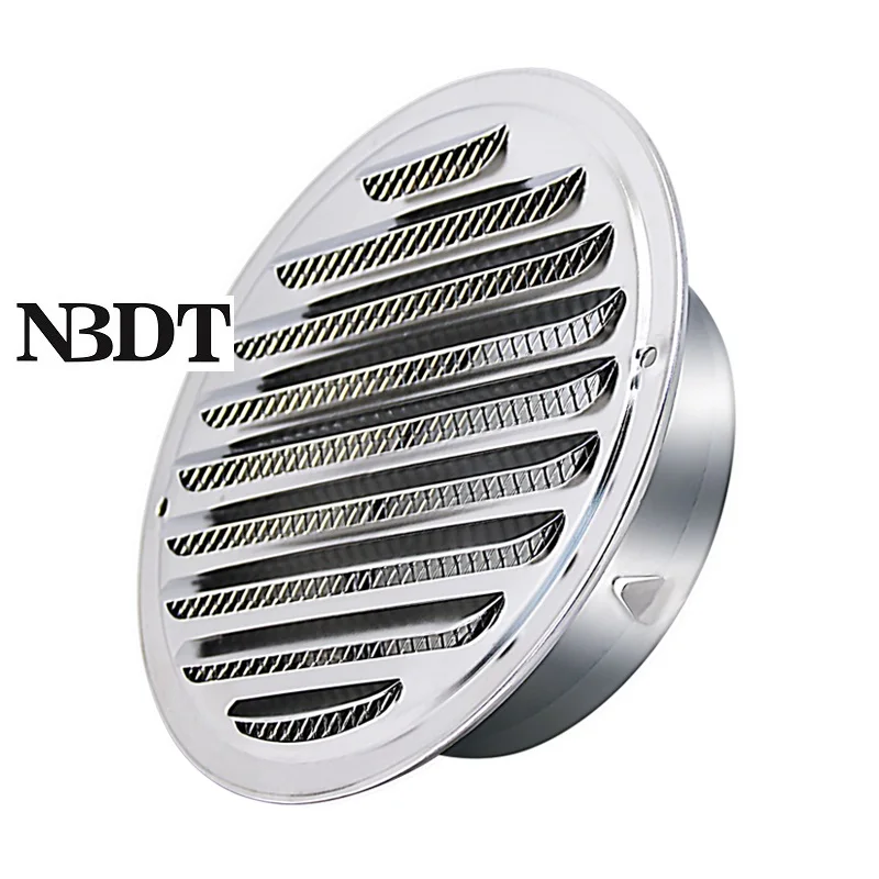 Stainless Steel Air Vent Louvered Grille Cover Flat Hood Ducting Ventilation With Fly Screen Mesh Wall Ceiling Soffit