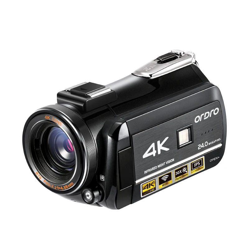 Video Camera 4K Camcorder Professional Ordro AC3 IR Night Vision Digital Recorder Vlog Filmadora for YouTube Blogger Shooting