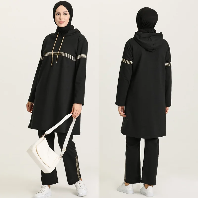 2021 New Season Hooded tracksuit 2 piece Muslim Women Hijab tracksuit fashion Turkey AbayaDubai Islamic sportswear Arabia Turkey