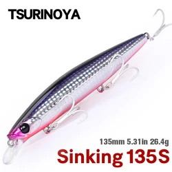 TSURINOYA 135mm 26.4g Ultra Long Casting 135S Saltwater Sinking Minnow BAYONET Tungaten Weight Fishing Lure Seabass Hard Bait