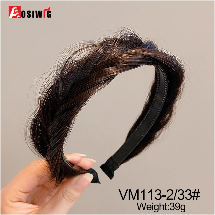 AOSI 1PC Synthetische Damen Haar Breite Fishbone Zöpfe Nicht-slip Stirnband Handgemachte Retro Stirnband Styling Kopfbedeckungen Zubehör – Detail 28