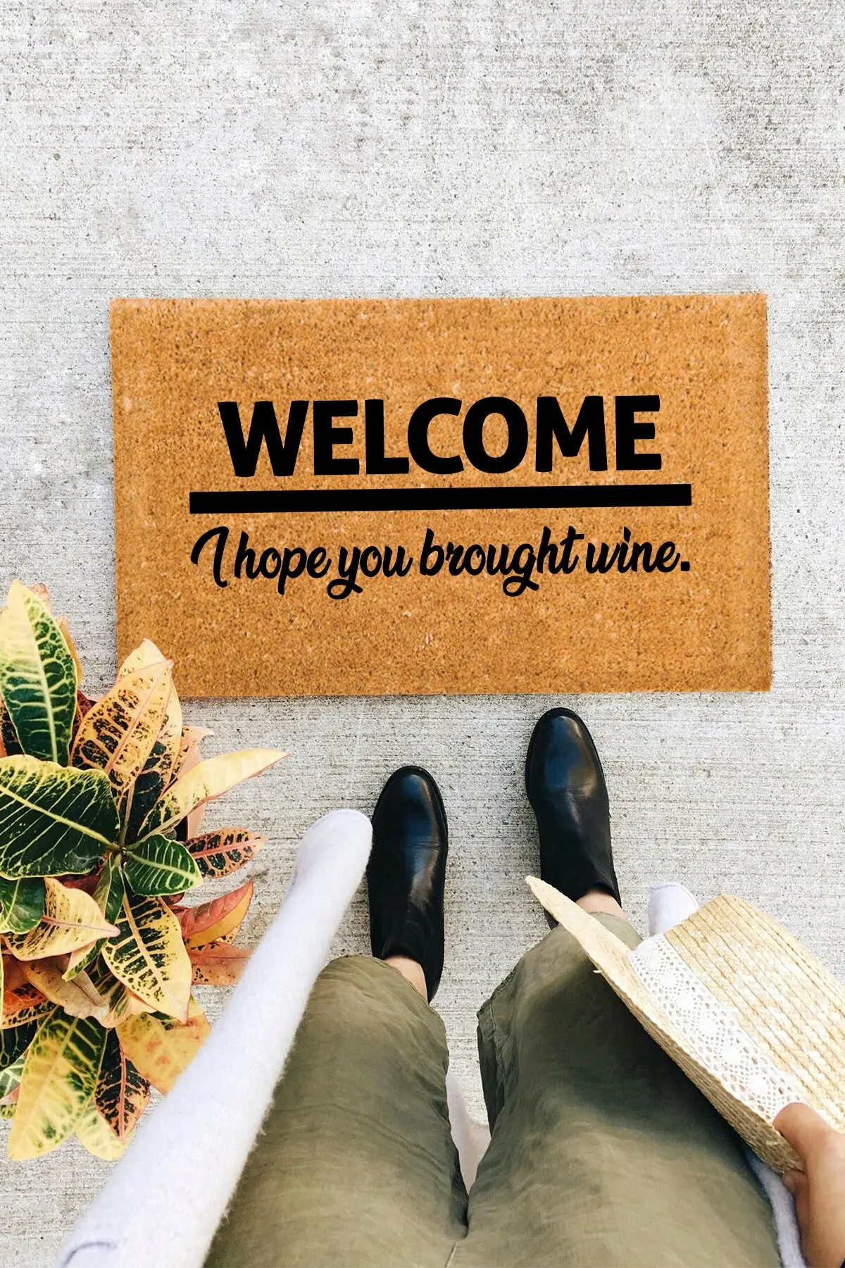 I Hope Brought Wine Doormat Outdoor Dust Removal Wear-resistant Anti-skid Entrance Door Mat Scraping Mud Sand Removing Foot Pad