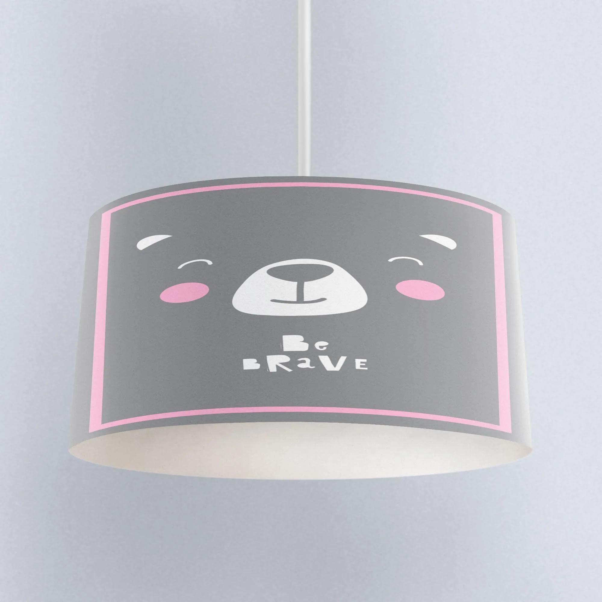 

Else Gray White Be Brave Bear Scandinavian Print Fabric Kids Chandelier Lamp Drum Lampshade Floor Ceiling Pendant Light Shade