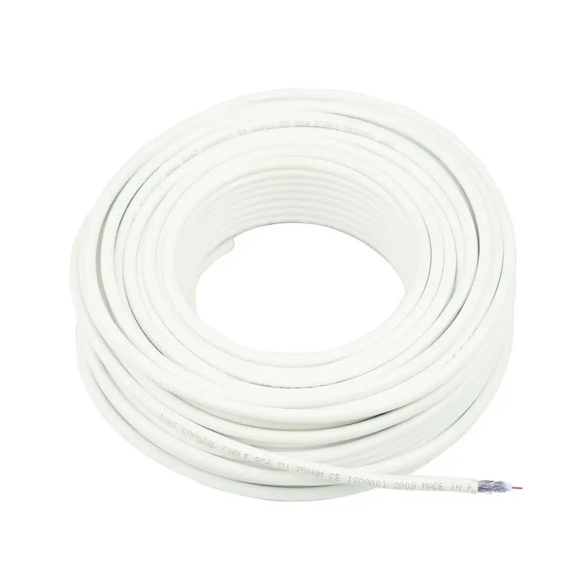 Techbrey 50M Coaxkabel RG6 Koper-Aluminium Antenne Tv