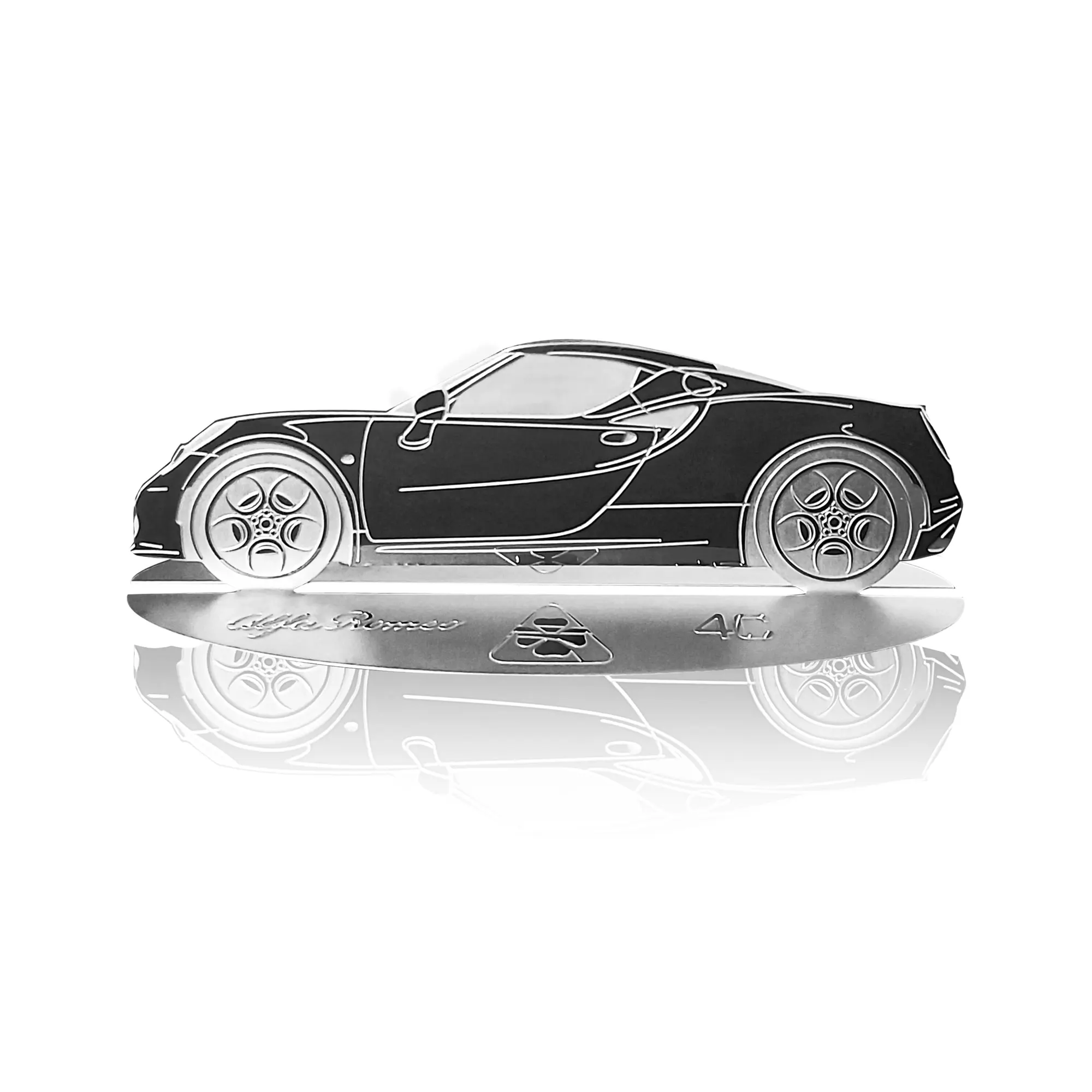 Diecast model shape engraved car Alfa Romeo 4C stainless steel