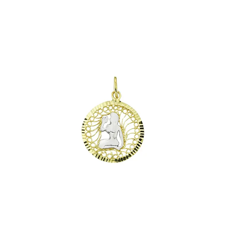 14K Solid Gold Zodiac Virgo Horoscope Star Sign Necklace