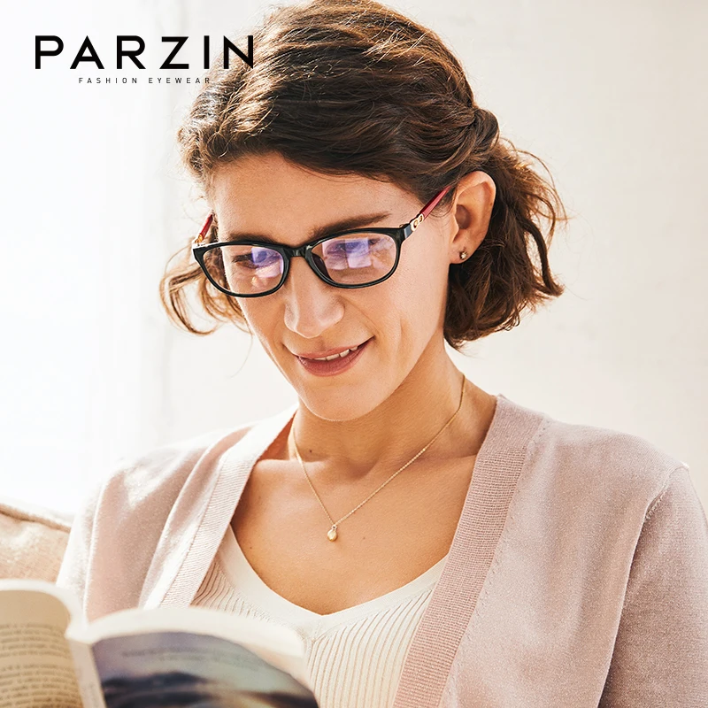 PARZIN Lightweight Mini Folding Reading Glasses Women Portable Container Presbyopia Anti-blue Light High Definition Presbyopia