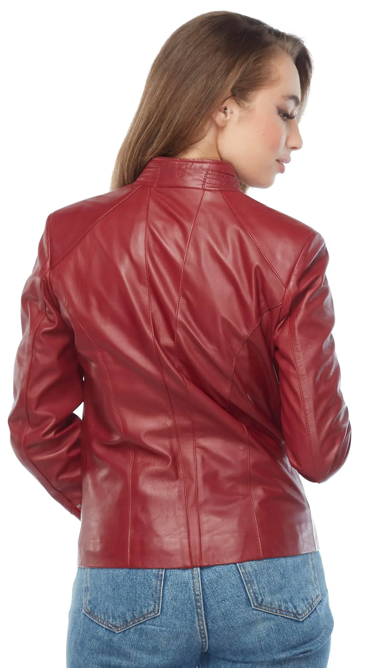 Mantel Jaket Wanita Kulit Asli Kulit Domba Domba Kulit Domba Musim Gugur Musim Dingin 2022 Tipis Ukuran Besar Antik Sepeda Cinzia Merah