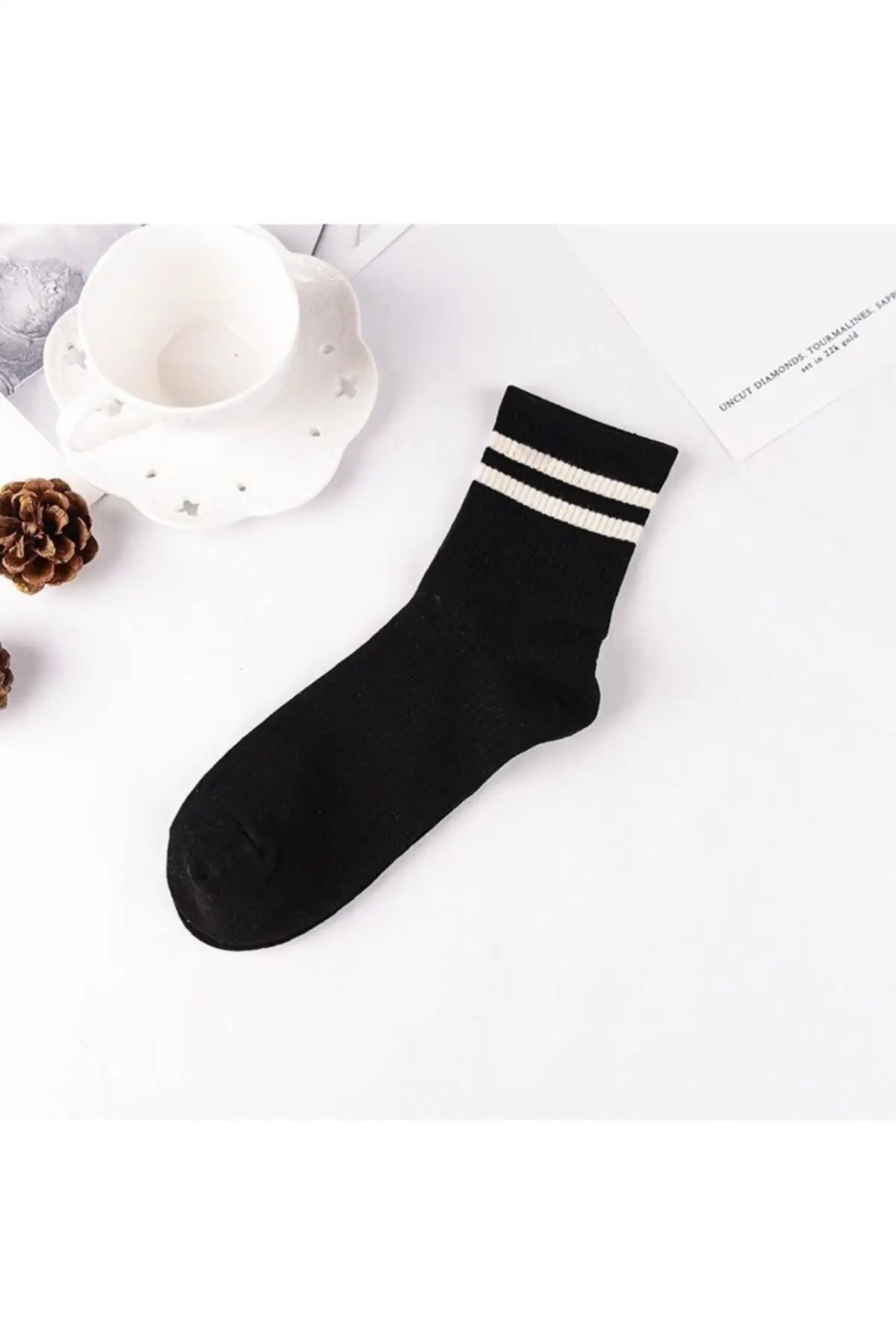 Women 6'lı Mixed Color Striped Tennis Socks
