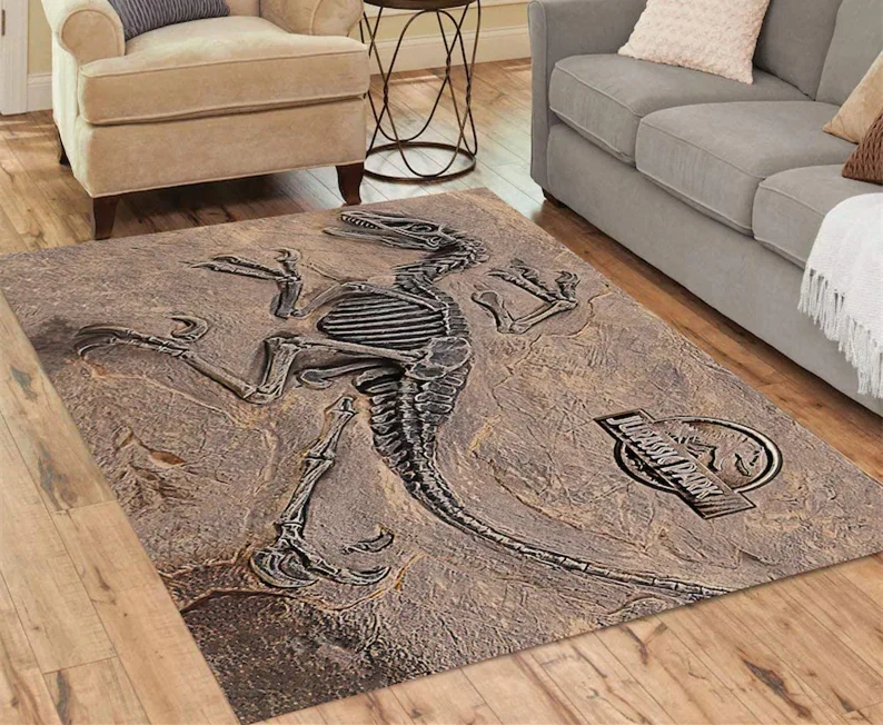 Dinosaur Reliquiae Park  Animals Skeleton Flannel Floor Rugs For Living Room Bedroom Home Decoration Housewarming Gift Office