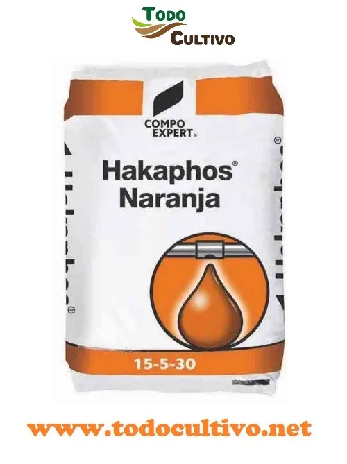 Hakaphos orange fertilizer for irrigation 25 Kg sacks, recommended formula for finalizing the fattening and ripening of the fruit in crops with high demands of potassium such as fruit, horticultural,