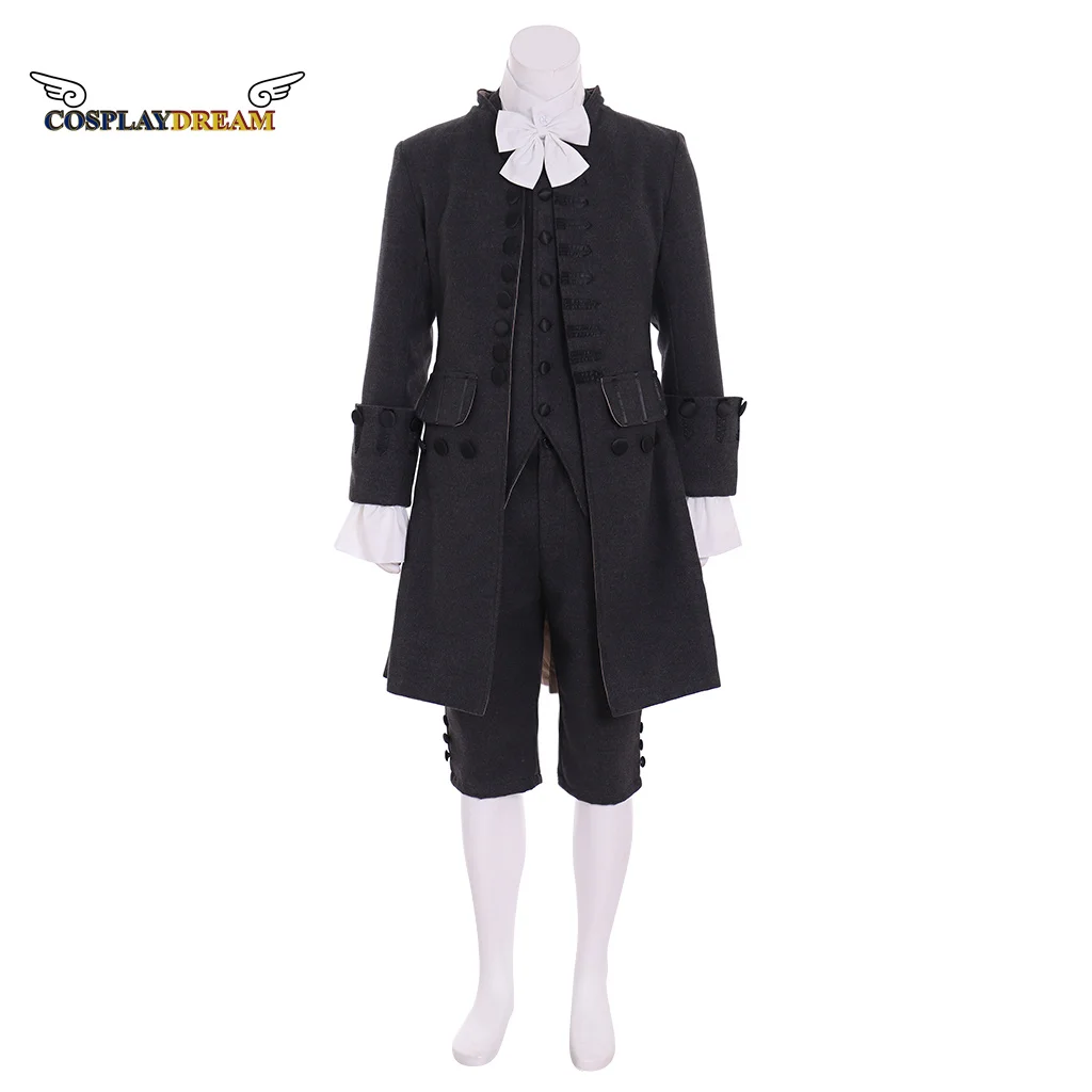 

Colonial Uniform 17th 18th Century Colonial Outfit Cosplay Men's Black Rococo Medieval 18th Century Cosplay Costume Outfit Suit