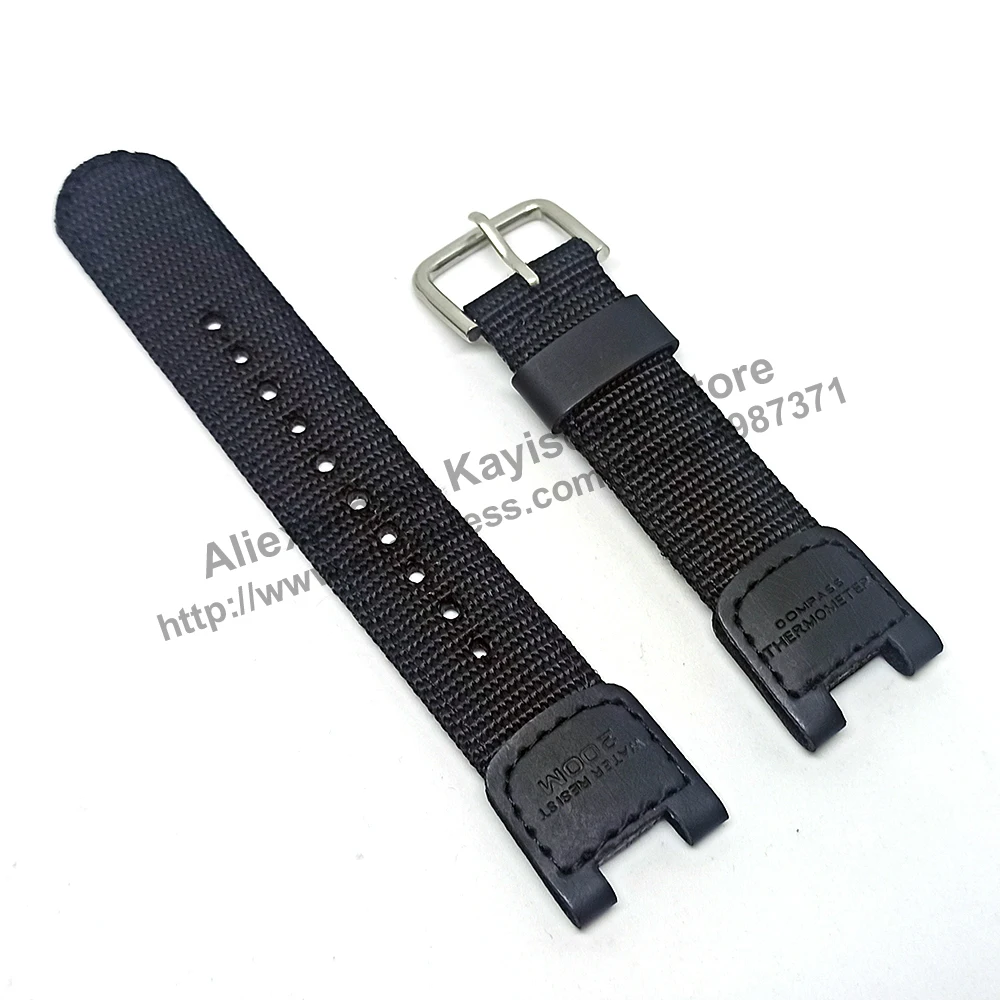 Compatible Casio SGW-200 Outgear and PAS-400B , PRS-400B Fishing Gear Black Nylon Knit Watch Band - Strap