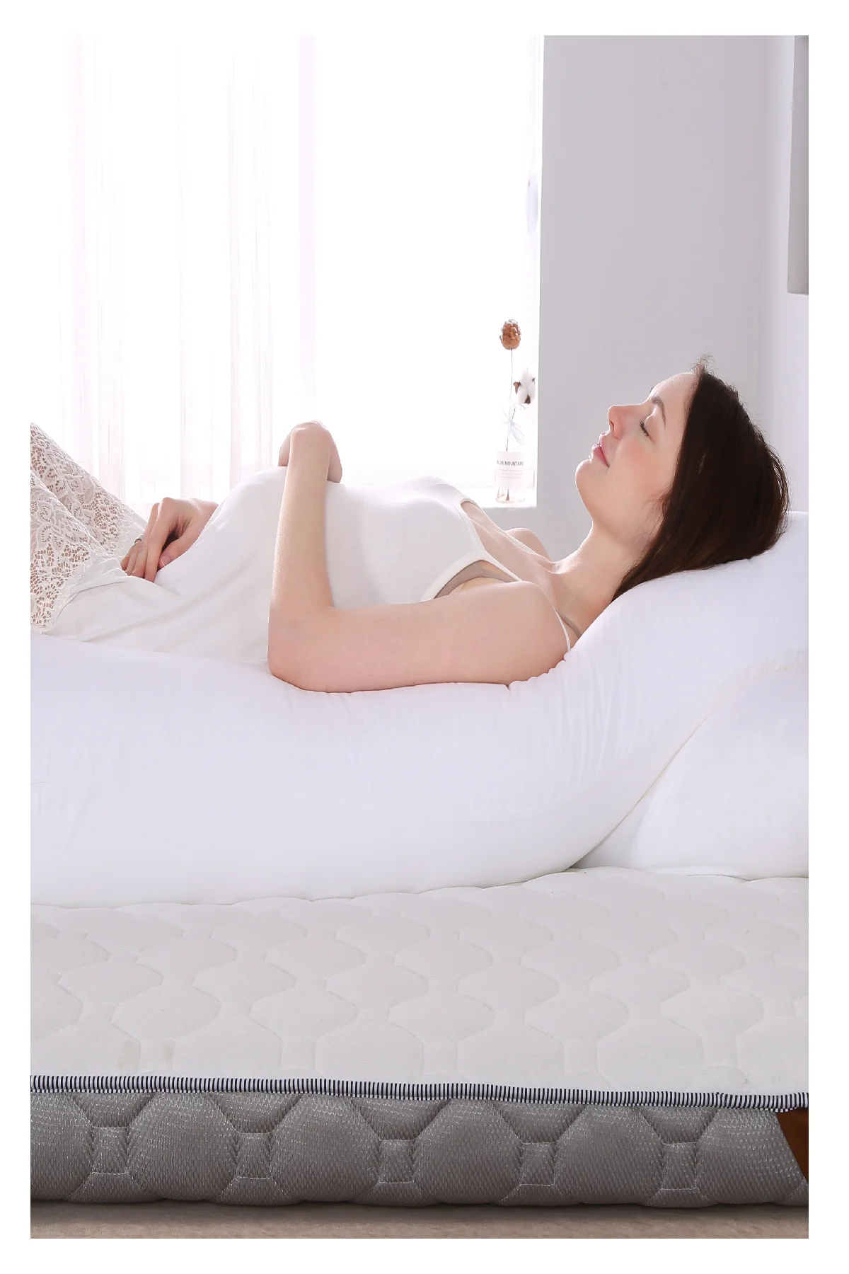 Cuscino di supporto per dormire per donne incinte corpo 100% cotone a forma di U traversine laterali per maternità