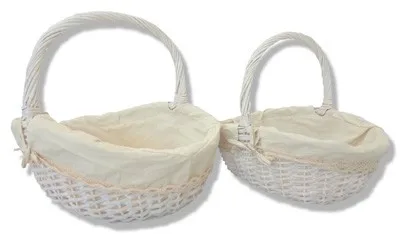 Set of 2 beig oval wicker baskets-details and gifts for weddings, baptisms and communes