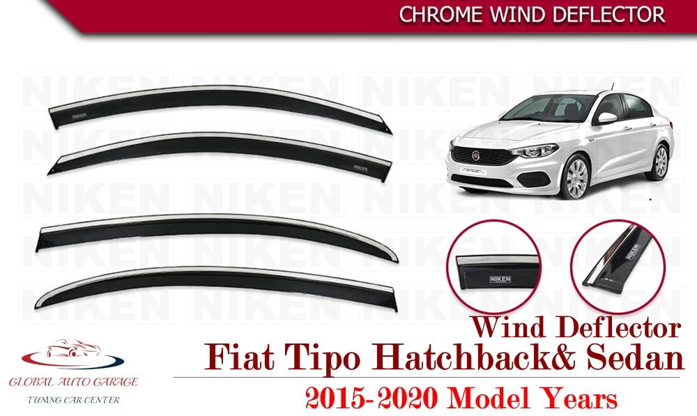 For Fiat Tipo Sedan Hatchback Chrome Rain Wind Deflector 2016 2017 2018 2019 2020 Sunshade Curtains Car Windshield Auto Sport