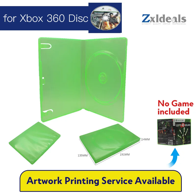 Replacement Case For XBOX 360 Game Disc Spare Green Box Single CD