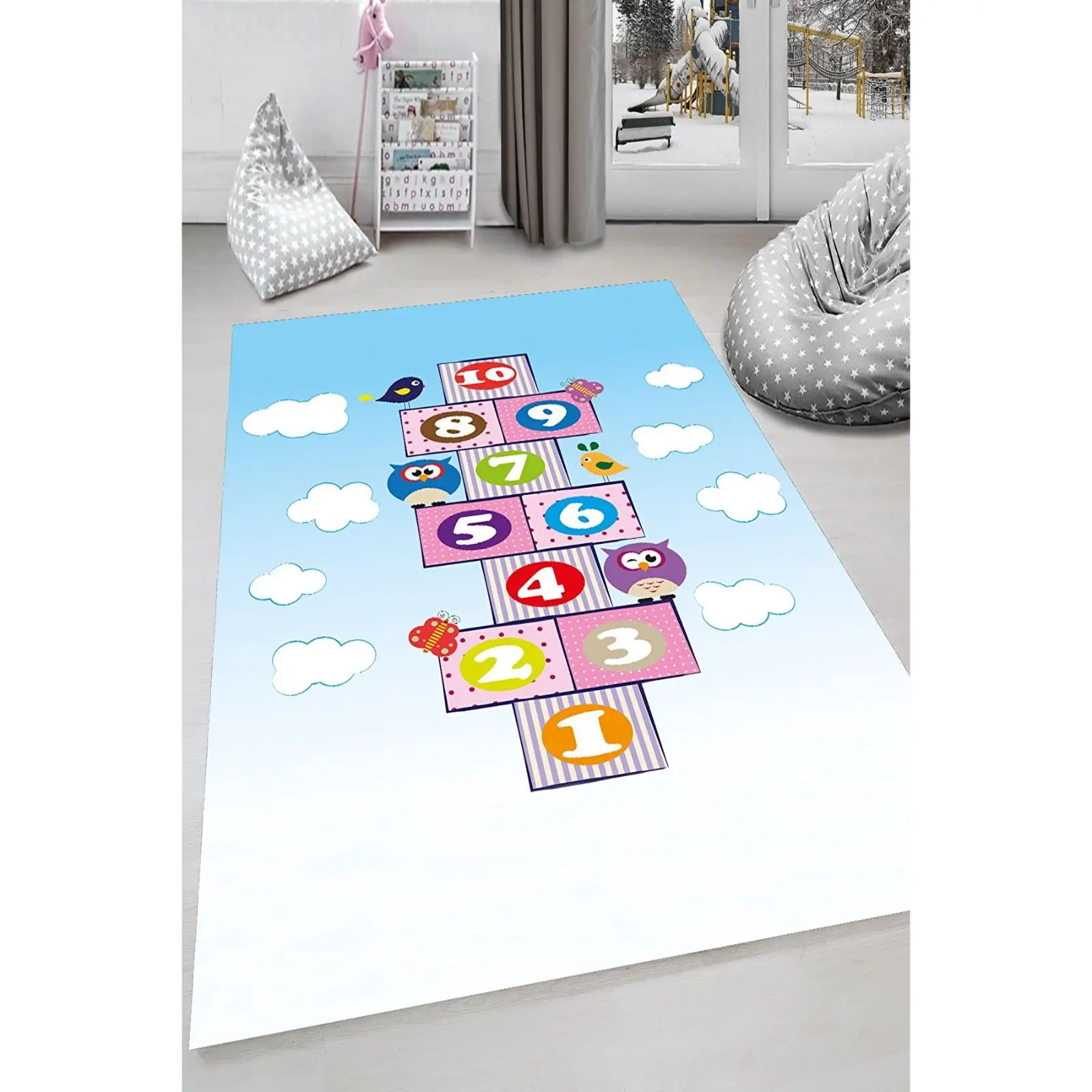 Fun Sky Hopscotch Patterned Kid Room Game Carpet Rug Tateme Tatami  Mat Decoration Bedroom Decor  Quarto Kilim