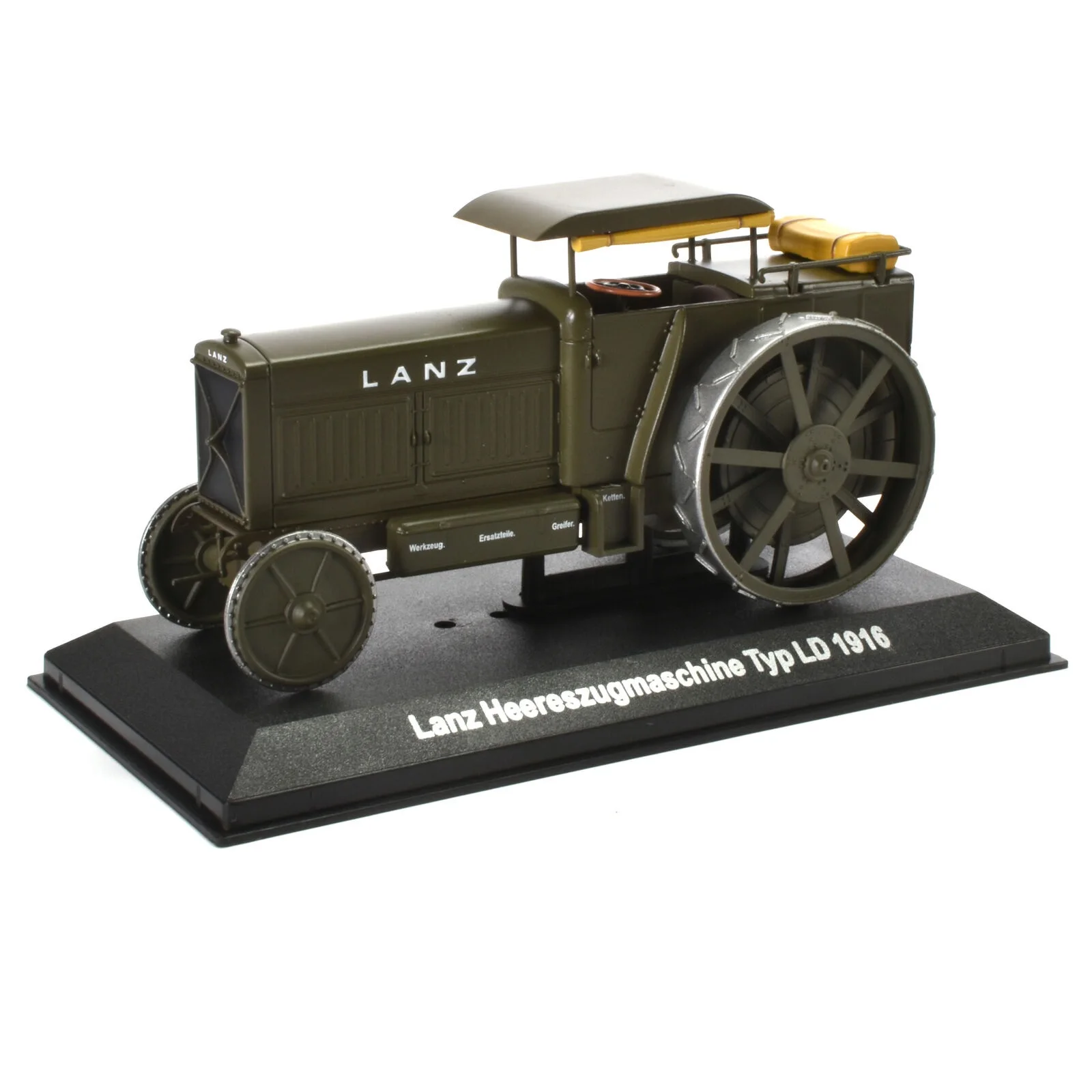 Hachette, Tractor Lanz Heereszugmaschine Typ LD 1916, Scale 1:43, Made by Universal Hobbies, Diecast Miniature, Tractors and Agricultural World, Original Packaging, Base with Model Name and Year, Great Reproduction Qua