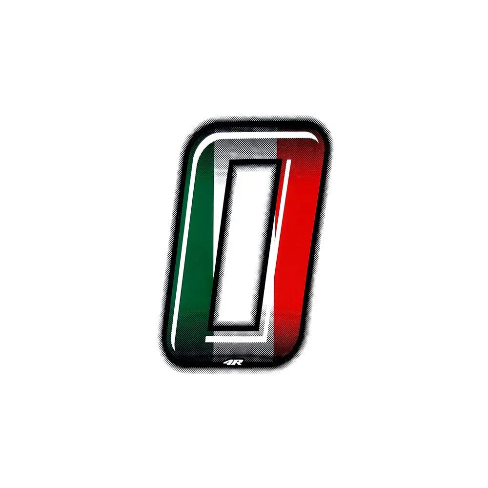 Numbers stickers for motorcycle, tricolor Italy Slim, 10x7.5 cm