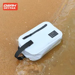 OSAH 2L Workout Pack White/grey Waterproof Cosmetic Bag PVC Organization Bag Travel Beach Swimming Bag Camping Sport