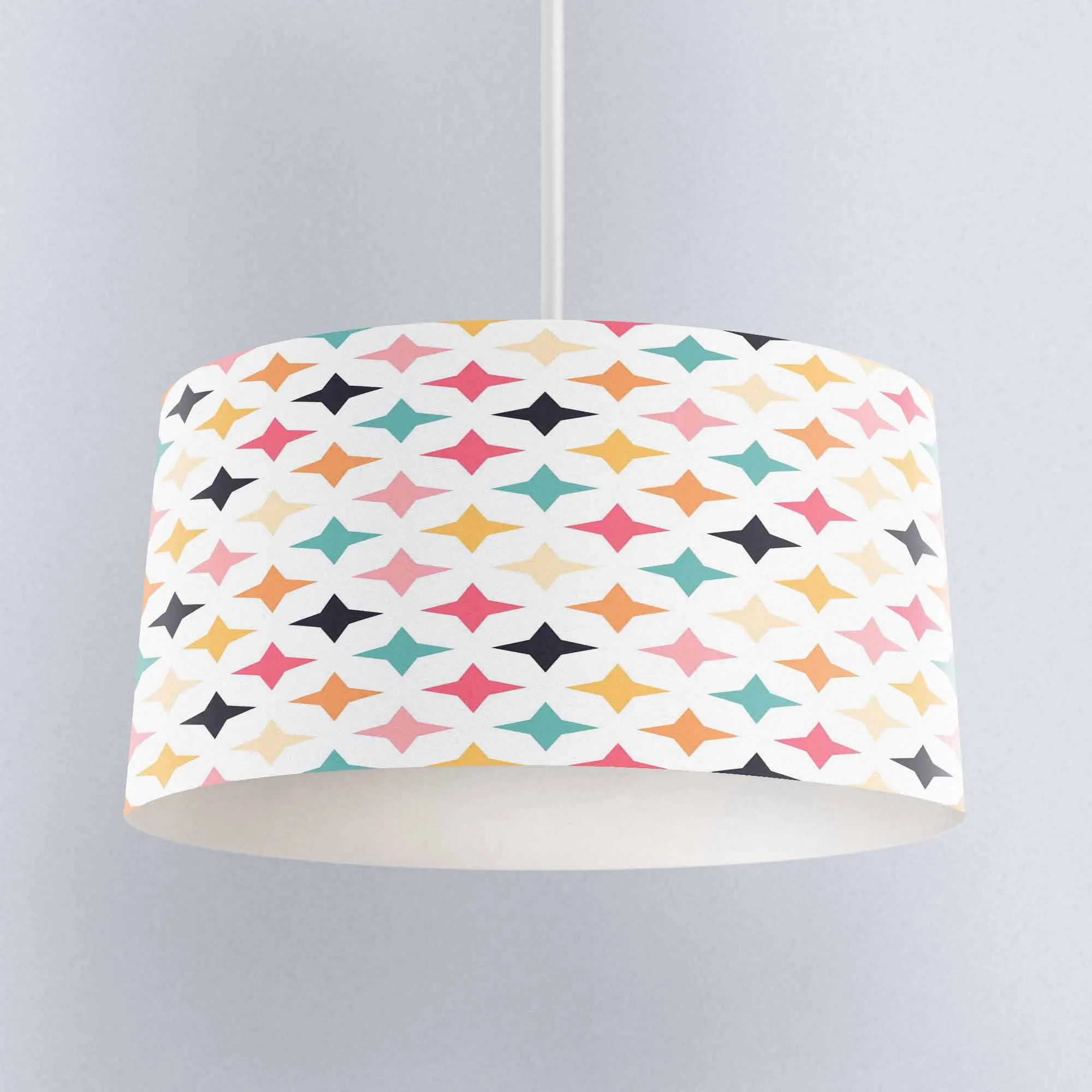 

Else Blue Green Yellow Tiles Geometric Digital Printed Fabric Chandelier Lamp Drum Lampshade Floor Ceiling Pendant Light Shade